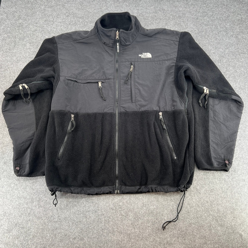 The North Face Fleece Jacket Mens Large Denali Black Full Zip EUC